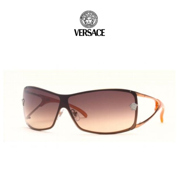 Versace Sunglasses with Brown Frame and Orange Accents - Picture 1 of 11